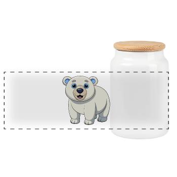 Ours polaire mascotte mignonne personnage de dessin animé Kawaii - Boîte à biscuits avec couvercle en bois - blanc - Devant