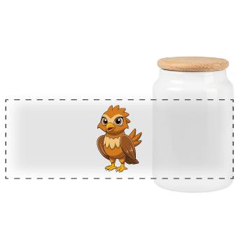 Hawk Cute Mascot Cartoon Character Kawaii - Panoramic Cookie Jar with Wooden Lid - white - Front