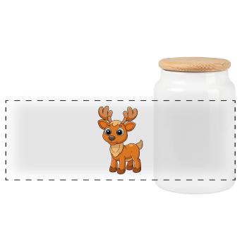 Orignal Mignon Mascotte Personnage De Dessin Animé Kawaii - Boîte à biscuits avec couvercle en bois - blanc - Devant