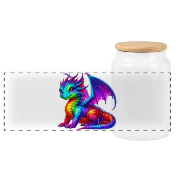 Dragon - Boîte à biscuits avec couvercle en bois - blanc - Devant