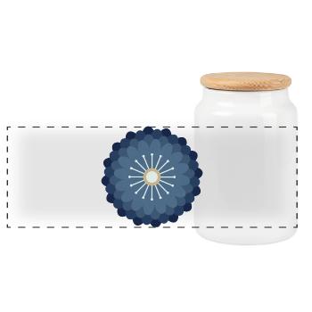 Crème bleue et fleur d’or - Boîte à biscuits avec couvercle en bois - blanc - Devant