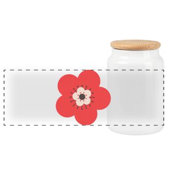 Rote & cremefarbene Blume - Panorama Keksdose mit Holzdeckel - Weiß - Vorne