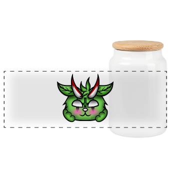 Blushing Demon! - Panoramic Cookie Jar with Wooden Lid - white - Front