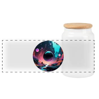 Black Sphere - Panoramic Cookie Jar with Wooden Lid - white - Front