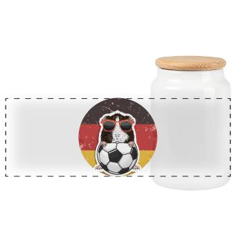Guinea Pig Football Germany - Panoramic Cookie Jar with Wooden Lid - white - Front