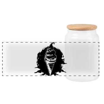 Ice cream - Panoramic Cookie Jar with Wooden Lid - white - Front