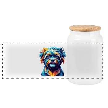 Affenpinscher Hunderasse Bunte Karikatur Kawaii - Panorama Keksdose mit Holzdeckel - Weiß - Vorne