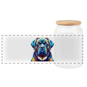 Mastiff des Alpes Chien Race Coloré Dessin Animé Kawaii - Boîte à biscuits avec couvercle en bois - blanc - Devant