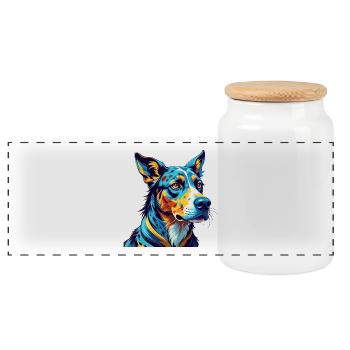 Amerikanischer Leopard Hound Hunderasse Karikatur Kawaii - Panorama Keksdose mit Holzdeckel - Weiß - Vorne