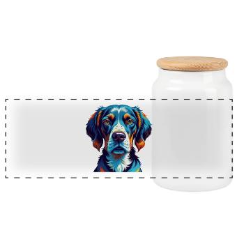 Ariege Pointer Hund Rasse Bunte Karikatur Kawaii - Panorama Keksdose mit Holzdeckel - Weiß - Vorne