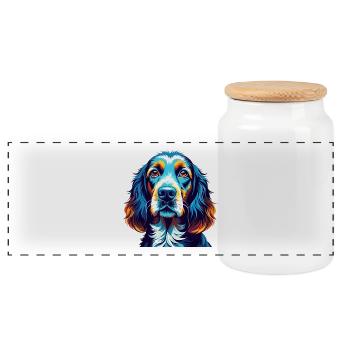 Basset Fauve De Bretagne Dog Breed Cartoon Kawaii - Panoramic Cookie Jar with Wooden Lid - white - Front