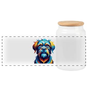 Belgische Griffon Hunderasse Bunte Karikatur Kawaii - Panorama Keksdose mit Holzdeckel - Weiß - Vorne