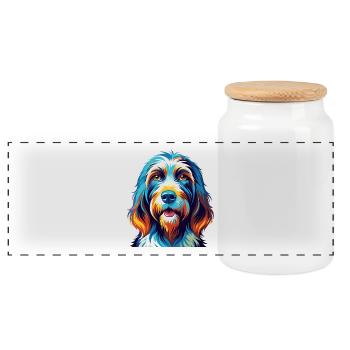 Basset Griffon Vendeen Hunderasse Karikatur Kawaii - Panorama Keksdose mit Holzdeckel - Weiß - Vorne