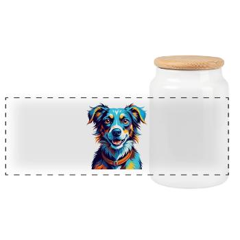 Billy Dog Race Coloré Aquarelle Dessin animé Kawaii - Boîte à biscuits avec couvercle en bois - blanc - Devant