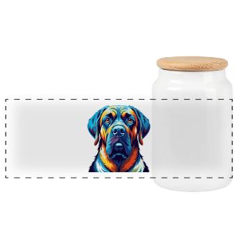 Belgische Dogge Hunderasse Bunte Karikatur Kawaii - Panorama Keksdose mit Holzdeckel - Weiß - Vorne