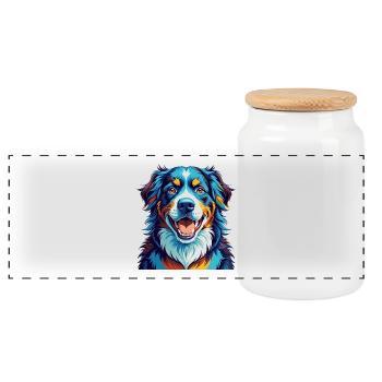 Berner Laufhund Hunderasse Bunte Karikatur Kawaii - Panorama Keksdose mit Holzdeckel - Weiß - Vorne