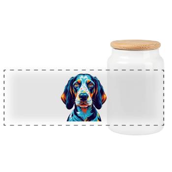 Bluetick Coonhound Hunderasse Karikatur Kawaii - Panorama Keksdose mit Holzdeckel - Weiß - Vorne