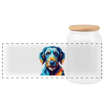 Bedlington Terrier Hunderasse Karikatur Kawaii - Panorama Keksdose mit Holzdeckel - Weiß - Vorne
