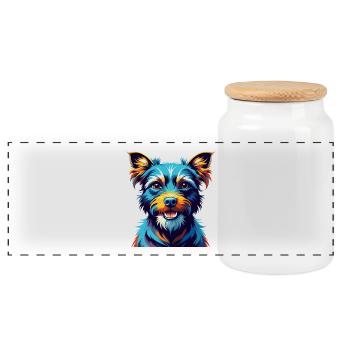 Blauer Paul Terrier Hund Rasse Karikatur Kawaii - Panorama Keksdose mit Holzdeckel - Weiß - Vorne