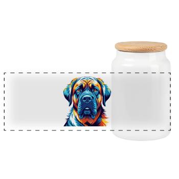 Brasilianische Dogge Hunderasse Karikatur Kawaii - Panorama Keksdose mit Holzdeckel - Weiß - Vorne