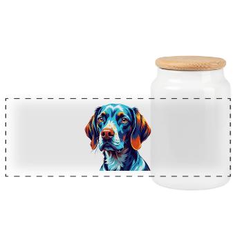 Burgos pointeur chien race coloré dessin animé kawaii - Boîte à biscuits avec couvercle en bois - blanc - Devant