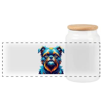 Brüsseler Griffon Hunderasse Bunte Karikatur Kawaii - Panorama Keksdose mit Holzdeckel - Weiß - Vorne