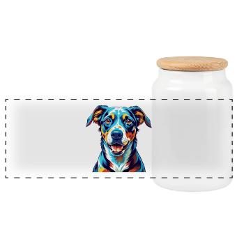 Catahoula Cur Chien Race Coloré Dessin Animé Kawaii - Boîte à biscuits avec couvercle en bois - blanc - Devant