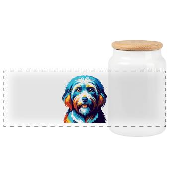Coton De Tulear Chien Race Coloré Dessin Animé Kawaii - Boîte à biscuits avec couvercle en bois - blanc - Devant