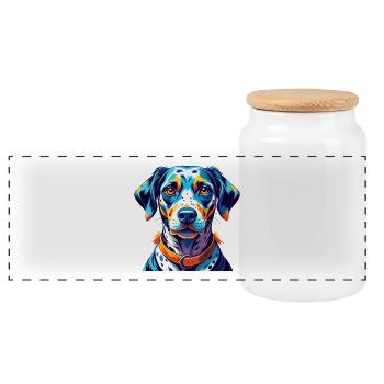 Dalmatian Dog Breed Colorful Cartoon Kawaii - Panoramic Cookie Jar with Wooden Lid - white - Front