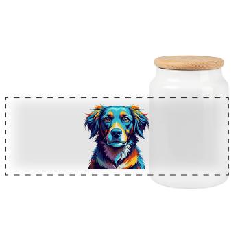 Danois Broholmer Chien Race Coloré Dessin Animé Kawaii - Boîte à biscuits avec couvercle en bois - blanc - Devant