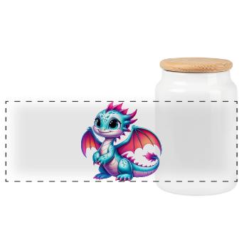 Dragon - Panoramic Cookie Jar with Wooden Lid - white - Front