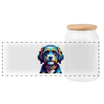 Elou Chien Race Coloré Aquarelle Dessin Animé Kawaii - Boîte à biscuits avec couvercle en bois - blanc - Devant
