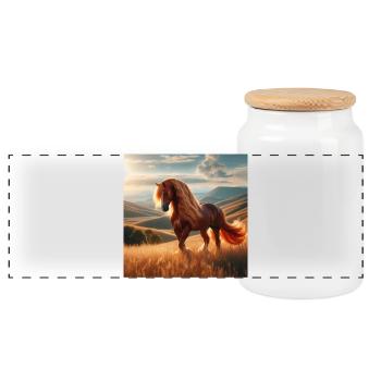 Cheval libre - Boîte à biscuits avec couvercle en bois - blanc - Devant