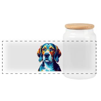 Englischer Foxhound Hunderasse Bunte Karikatur Kawaii - Panorama Keksdose mit Holzdeckel - Weiß - Vorne