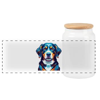 Entlebucher Sennenhund Rasse Cartoon Kawaii - Panorama Keksdose mit Holzdeckel - Weiß - Vorne