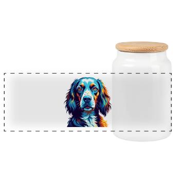 Englisch Setter Hund Rasse Bunt Karikatur Kawaii - Panorama Keksdose mit Holzdeckel - Weiß - Vorne