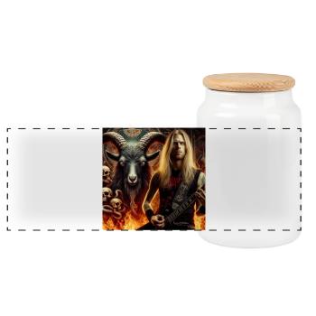 Guitariste infernal - Boîte à biscuits avec couvercle en bois - blanc - Devant