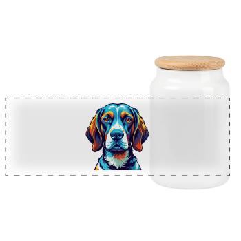 Français Gascogne Pointer Chien Race Dessin Animé Kawaii - Boîte à biscuits avec couvercle en bois - blanc - Devant