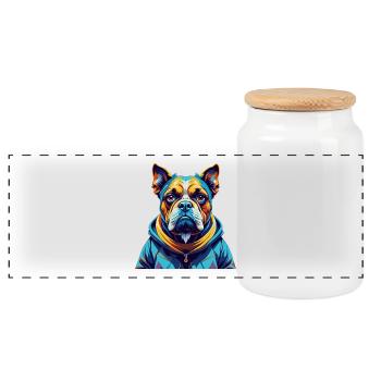 Neuseeland Kopf Hund Rasse Karikatur Kawaii - Panorama Keksdose mit Holzdeckel - Weiß - Vorne
