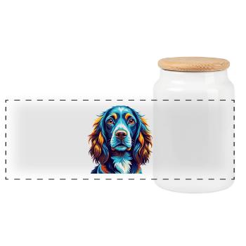 Field Spaniel Hunderasse Bunt Karikatur Kawaii - Panorama Keksdose mit Holzdeckel - Weiß - Vorne