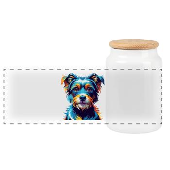 Hamiltonstovare Race de chien dessin animé coloré Kawaii - Boîte à biscuits avec couvercle en bois - blanc - Devant