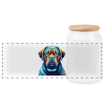Français Bordeaux Mastiff Chien Race Dessin animé Kawaii - Boîte à biscuits avec couvercle en bois - blanc - Devant