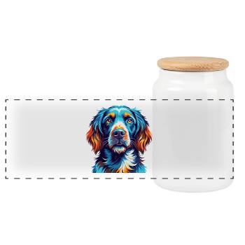 Braque allemand à poil long chien race dessin animé Kawaii - Boîte à biscuits avec couvercle en bois - blanc - Devant