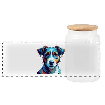 Jack Russell Terrier Chien Race Dessin animé Kawaii - Boîte à biscuits avec couvercle en bois - blanc - Devant