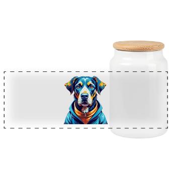 German Hound Dog Breed Colorful Cartoon Kawaii - Panoramic Cookie Jar with Wooden Lid - white - Front