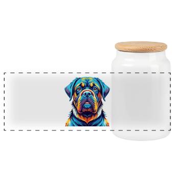 Majorque Mastiff Chien Race Coloré Dessin Animé Kawaii - Boîte à biscuits avec couvercle en bois - blanc - Devant