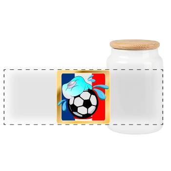 France Summer Football - Panoramic Cookie Jar with Wooden Lid - white - Front
