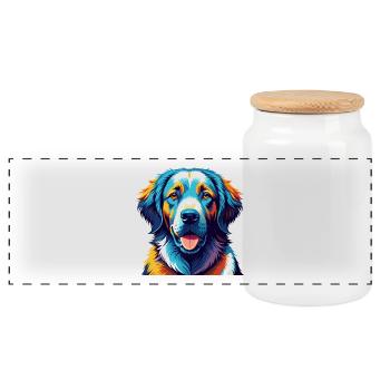 Ungarische Kuvasz Hunderasse Bunte Karikatur Kawaii - Panorama Keksdose mit Holzdeckel - Weiß - Vorne