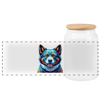 Ours Carélien Chien Race Coloré Dessin Animé Kawaii - Boîte à biscuits avec couvercle en bois - blanc - Devant