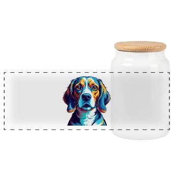 Kerry Beagle Chien Race Coloré Dessin animé Kawaii - Boîte à biscuits avec couvercle en bois - blanc - Devant